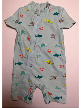 Baby Carter's Rashguard One Piece Swimsuit 18 Months Sharks Sea Life Full Zip